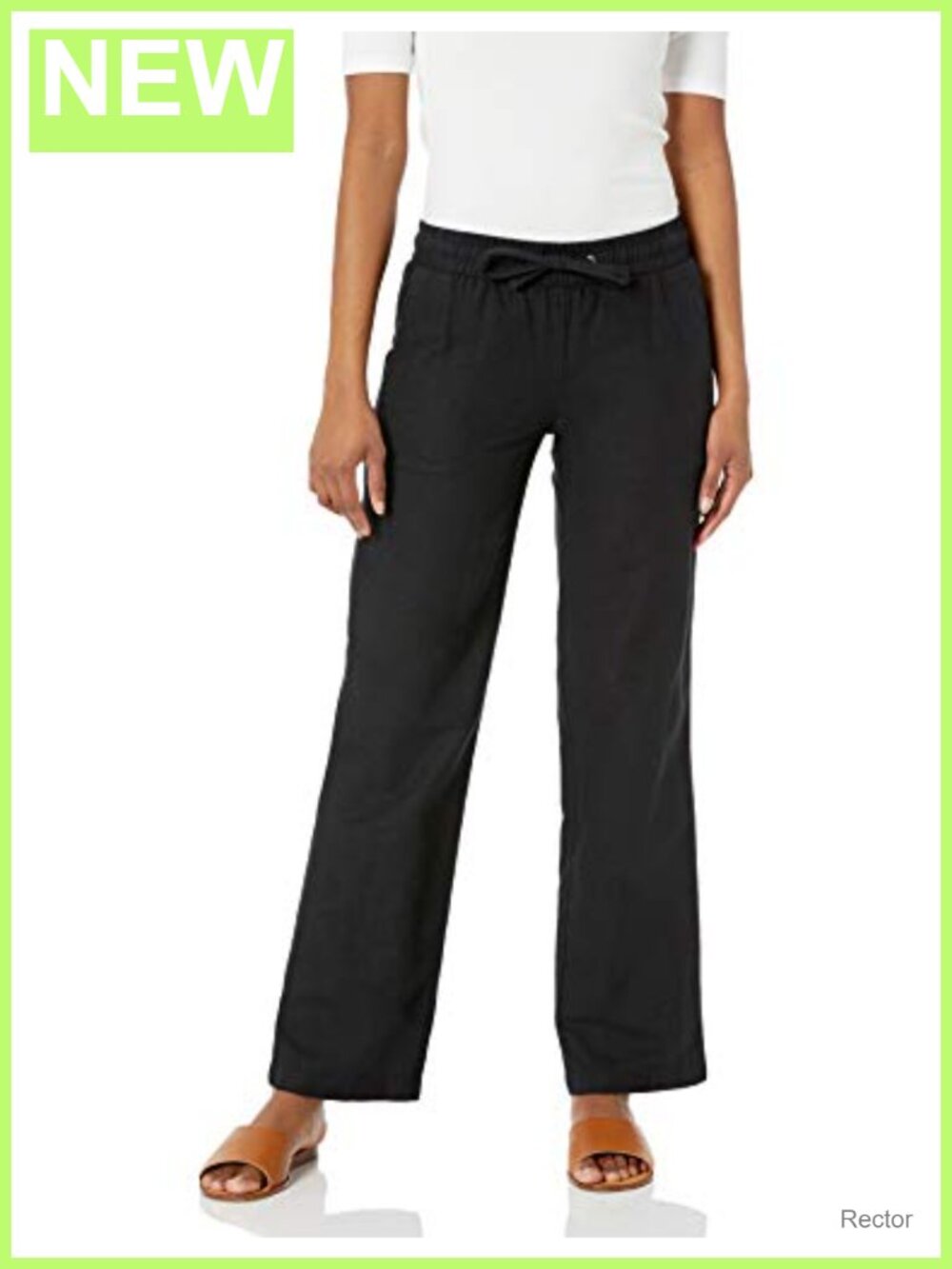 Women's Linen Blend Drawstring Relaxed Fit Wide Leg Pants